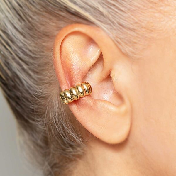 brinco piercing ondas liso dourado - Image 2